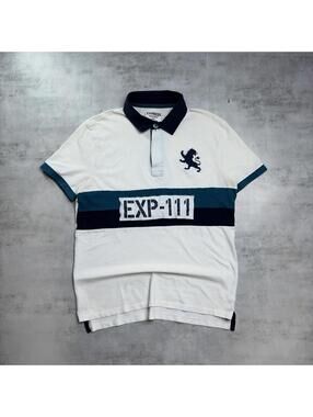 Y2K White Express Grunge Chief Keef Distressed Skater Polo Shirt